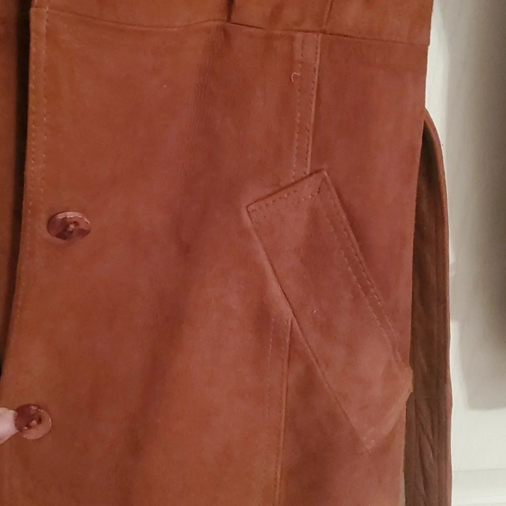 TFC Women's Belted Suede Trench Coat - Picture 5 of 16